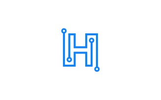 Letter H Electronic Circuit Technology Logo