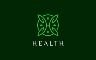 Letter H Leaf Health Organic Logo