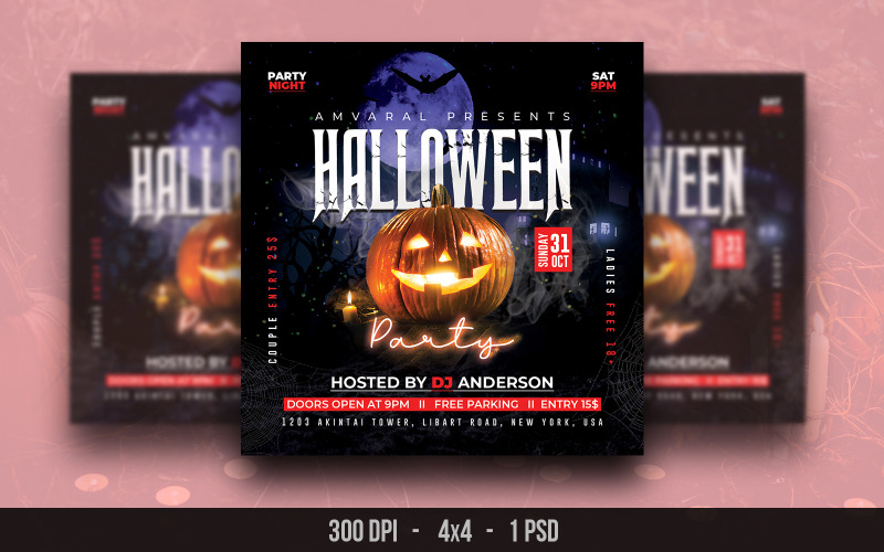 Halloween Horror Party Invitation Flyer Template Corporate Identity