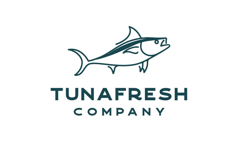 Line Art Tuna Fish Logo Design Inspiration Vector Logo Template