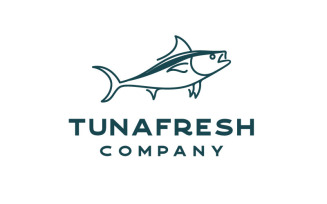 Line Art Tuna Fish Logo Design Inspiration Vector