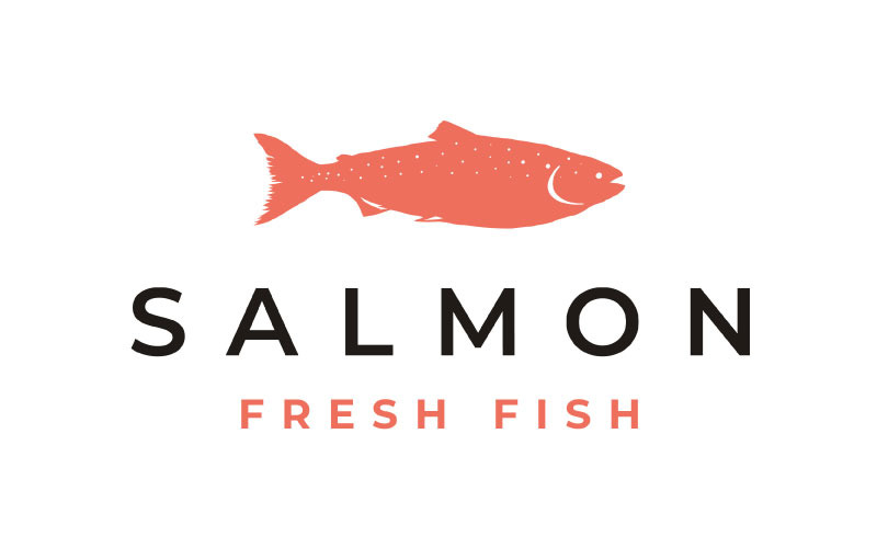 Retro Salmon Fish Silhouette Logo Design Inspiration Logo Template