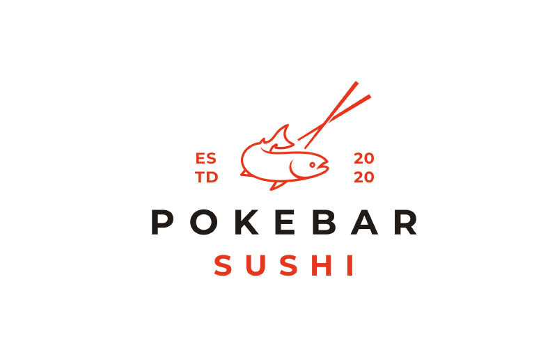 Salmon Fish Poke Bar Logo Design Inspiration Vector Logo Template