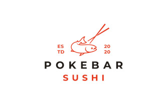 Salmon Fish Poke Bar Logo Design Inspiration Vector