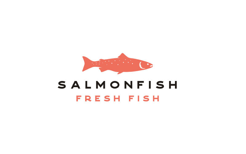 Salmon Fish Silhouette Logo Design Inspiration Logo Template