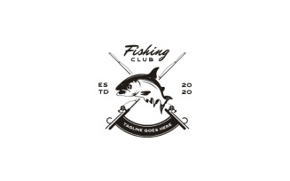 Vintage Retro Angler Fishing With Salmon Fish Emblem Logo Design
