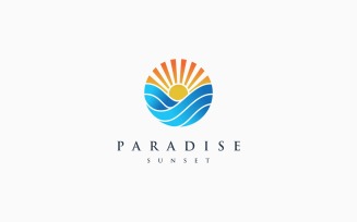 Wave Sun Beach Holiday Travel Logo