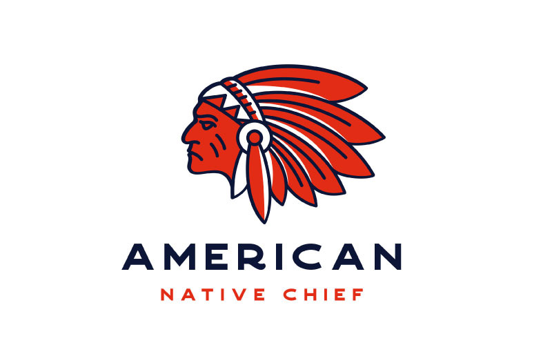 American Native Chief Headdress Logo Design Template Logo Template