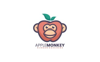 Apple Monkey Simple Logo Style