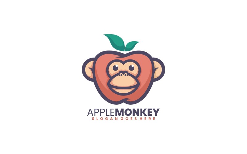 Apple Monkey Simple Logo Style Logo Template