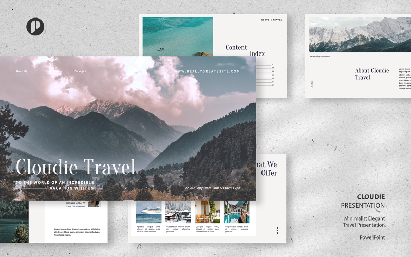 Cloudie – clean white minimalist elegant travel presentation PowerPoint Template