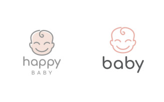 Cute Happy Baby Toddler Babies Logo Design Template