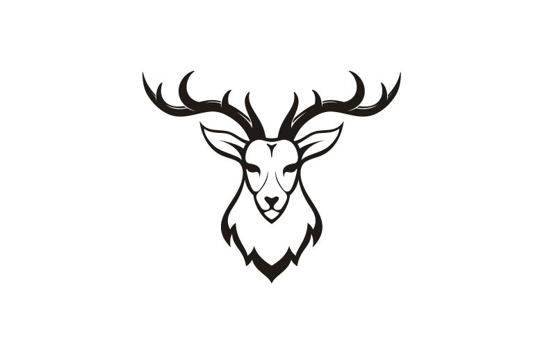 Deer Antler Head Logo Design Illustration Logo Template