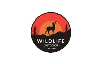 Deer Silhouette Sunset Logo Design Inspiration