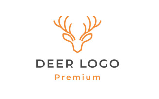 Monoline Deer Antler Head Logo Design Illustration