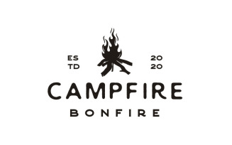 Vintage Burning Bonfire, Camping Logo Design Inspiration
