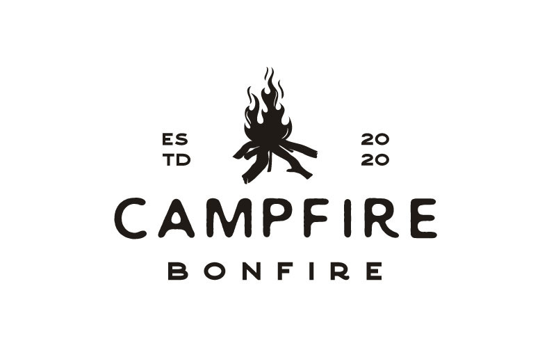 Vintage Burning Bonfire, Camping Logo Design Inspiration Logo Template