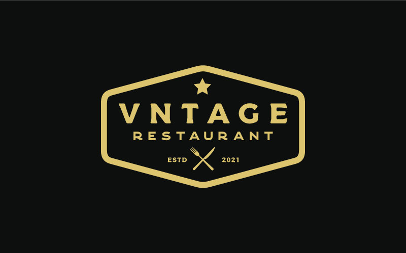 Vintage Retro Restaurant Bar Bistro Logo Design Logo Template