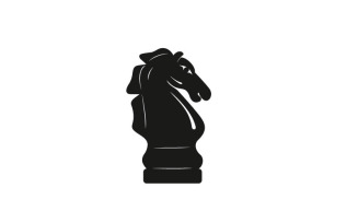 Black Chess Knight Horse Silhouette Logo Design Inspiration