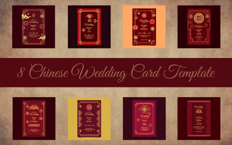 8 Chinese Wedding Card Template Background