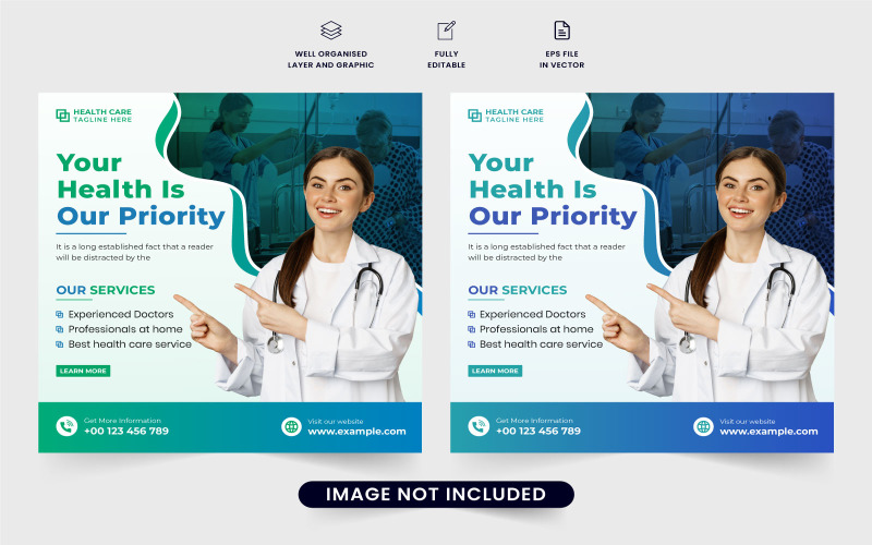 Creative healthcare poster design vector Social Media
