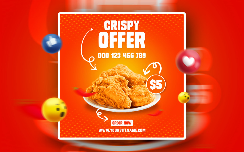 Crispy Food Offer Social Media Promotional Ads Banner Corporate Identity