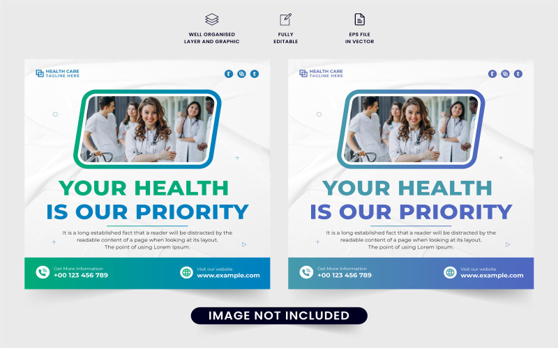 Healthcare poster template vector design Social Media