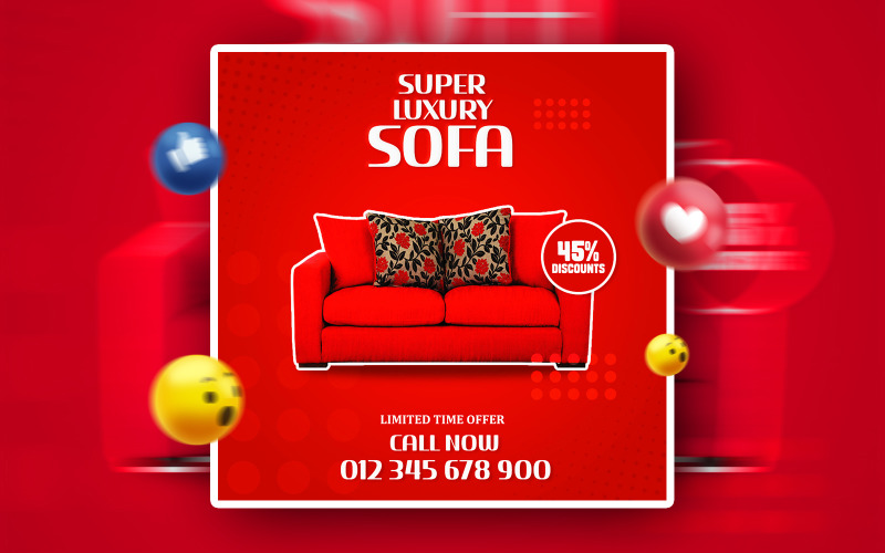 Luxury Sofa Social Media Promotional Ads Banner Corporate Identity