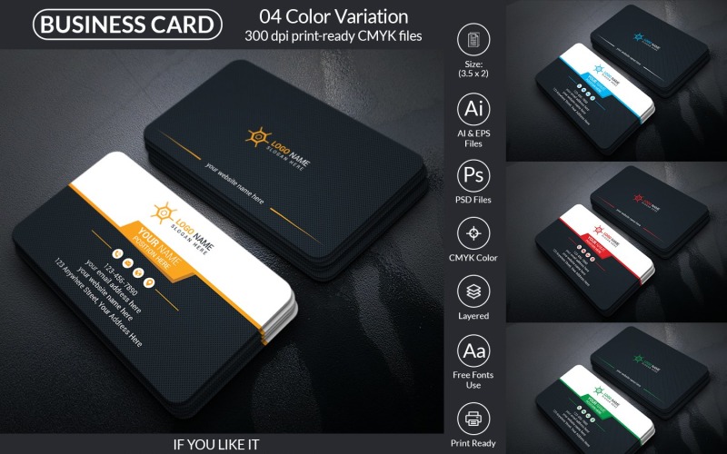 Minimal Business Card Design Template For Company Corporate Identity