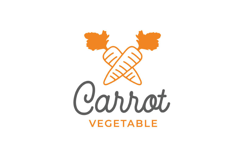 Retro Line Art Vegetable Carrot Logo Design Logo Template