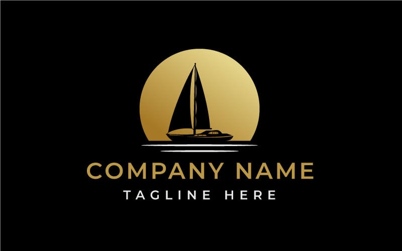 Retro Sunset Ship Logo Design Inspiration Logo Template