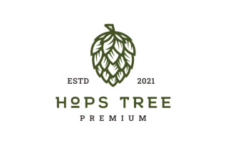 Retro Vintage Hops Flower Brewery Logo Design