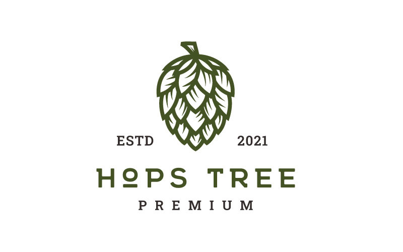 Retro Vintage Hops Flower Brewery Logo Design Logo Template