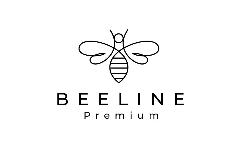Simple Monoline Line Art Bee Logo Design Inspiration Logo Template