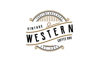 Vintage Retro Western Bar or Restaurant Badge Emblem Logo Design