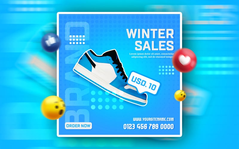 Winter Sales Social Media Promotional Ads Banner Template Corporate Identity