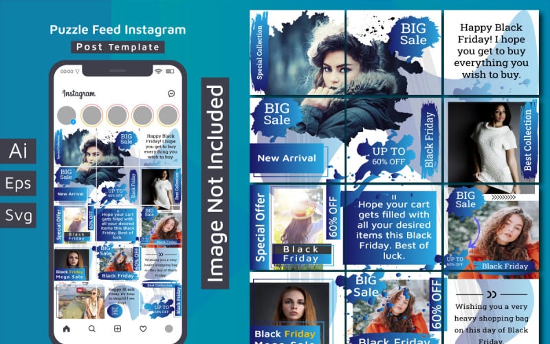 Black Friday Post Instagram Puzzle Feed Template Social Media