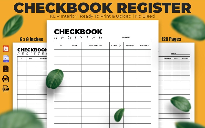 Checkbook Register KDP Interior Design Planner