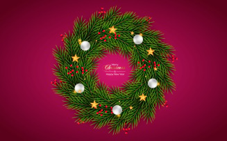 Christmas Wreath Decoration With Christmas Ball and Ribbon