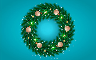 Christmas Wreath Decoration With Golden Ribbon Christmas Ball
