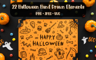 Halloween Hand Drawn Vector Elements Stickers