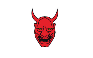 Japanese Demon Oni Mask Logo Design
