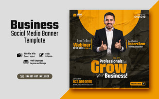 Professional Grow Your Business Social Media Post Banner Template