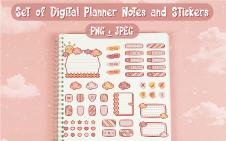 Set of Digital Planner Notes and Stickers