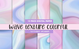 12 Variations Digital Paper Wave Texture Pastel Color Background