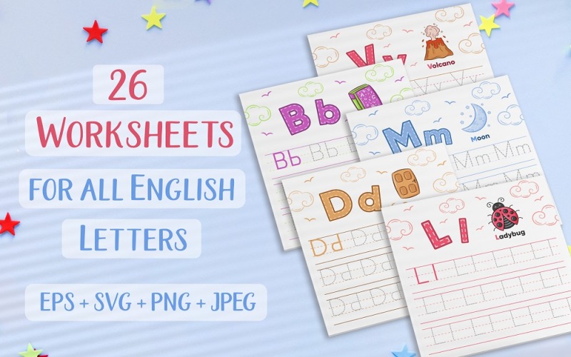 26 Worksheet For All English Letters Vector Graphic