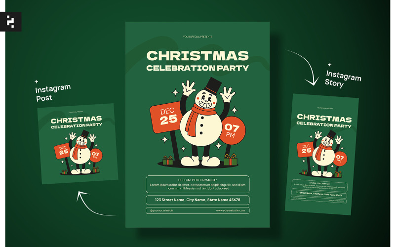 Christmas Party Template Flyer Corporate Identity