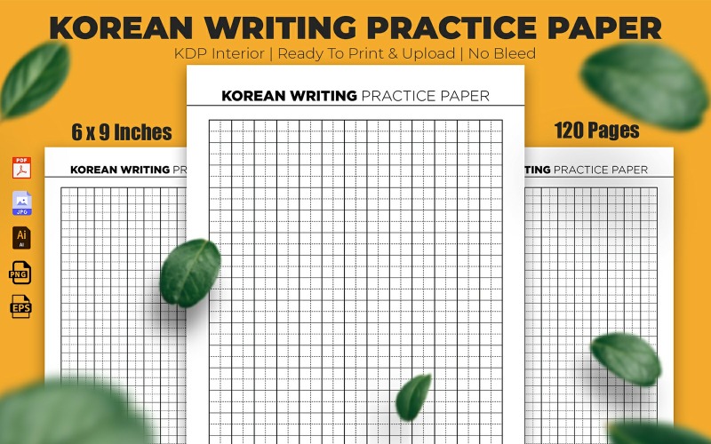 Korean Writing Practice Paper KDP Interior Design Planner