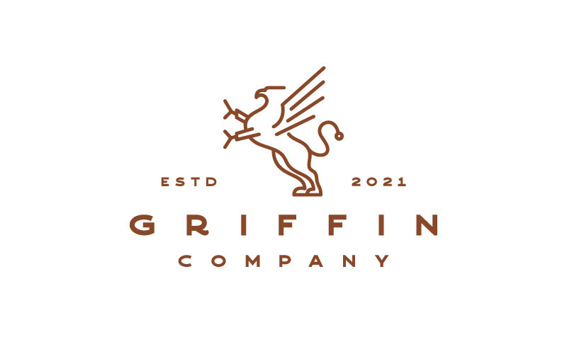Line Art Griffin Logo Design Vector Illustration Logo Template
