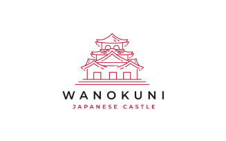 Line Art Japanese Castle Logo Design Illustration